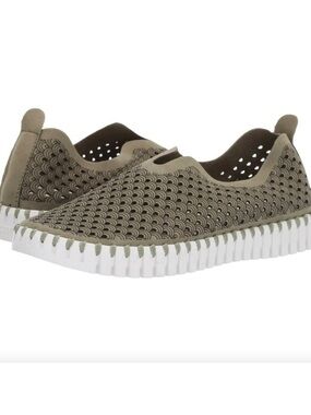 Ilse Jacobsen Tulip 139 Perforated Army Green Slip On Shoes Size 41
